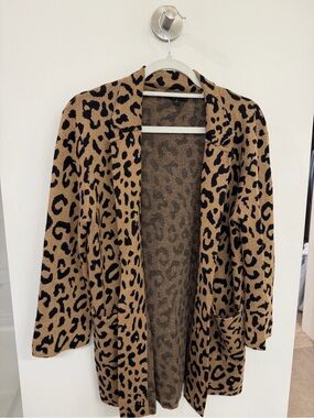 J. Crew Leopard Print Open Front Blazer sweater Jacket - Tan and Black